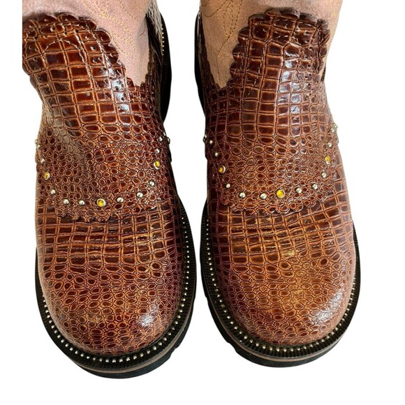 Ariat Fatbaby Western Boots Sz 8.5B Womens Brown and Pink Suede upper 2479 - Picture 5 of 11